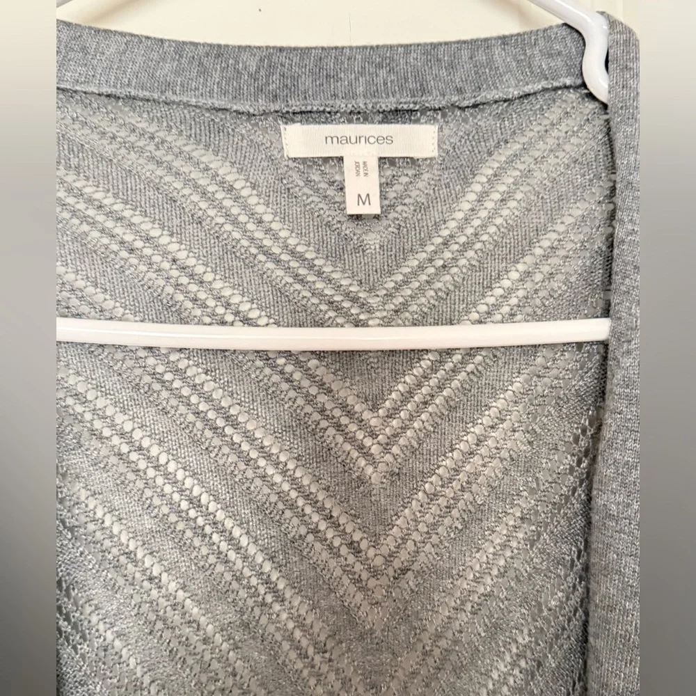 Maurices Light Gray Chevron Knit Open Sweater - Picture 2 of 4